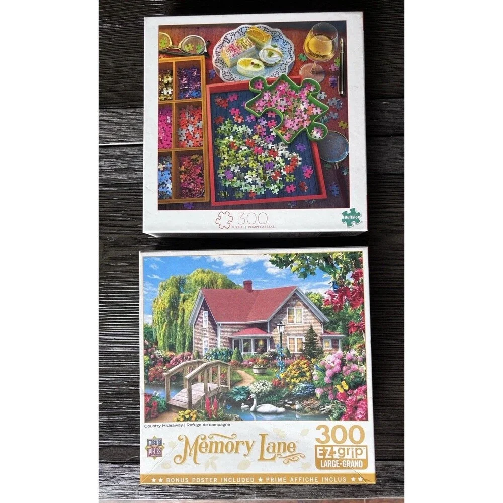 2  Memory Lane & Buffalo 300 Pc Puzzles
